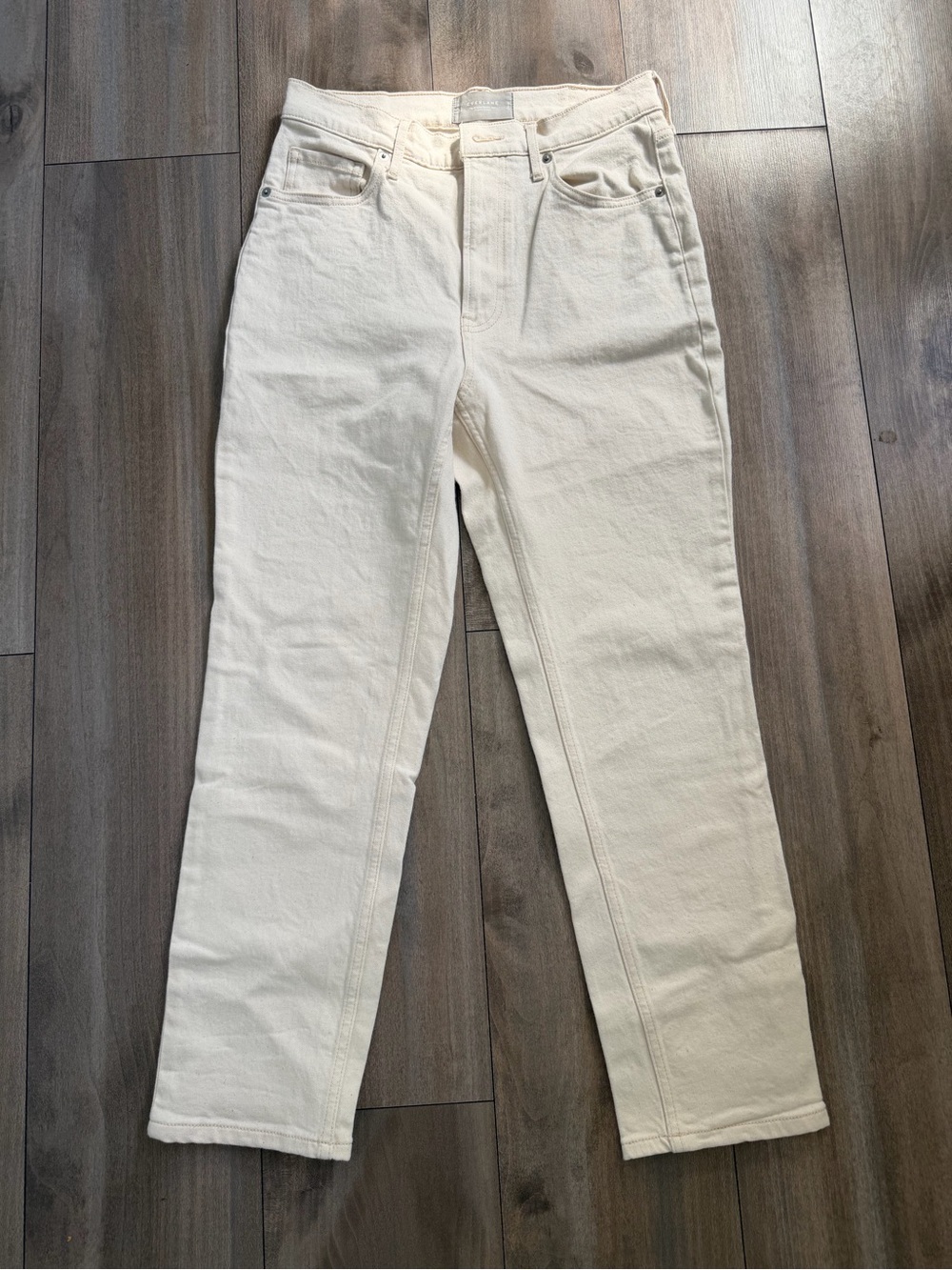 Everlane Straight-Leg Jeans in Off-White cropped